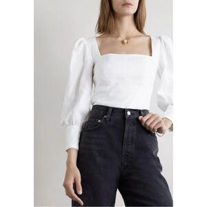 Reformation Stilton Linen Squareneck Blouse